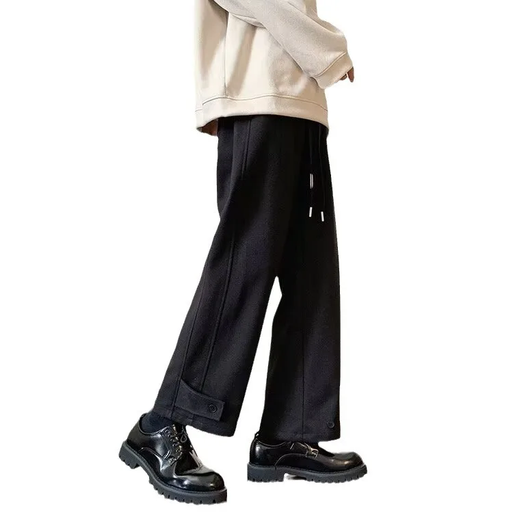 Korean version of woolen trousers, men's teens, autumn trend, casual, luxurious, slim, loose and versatile straight-leg pants