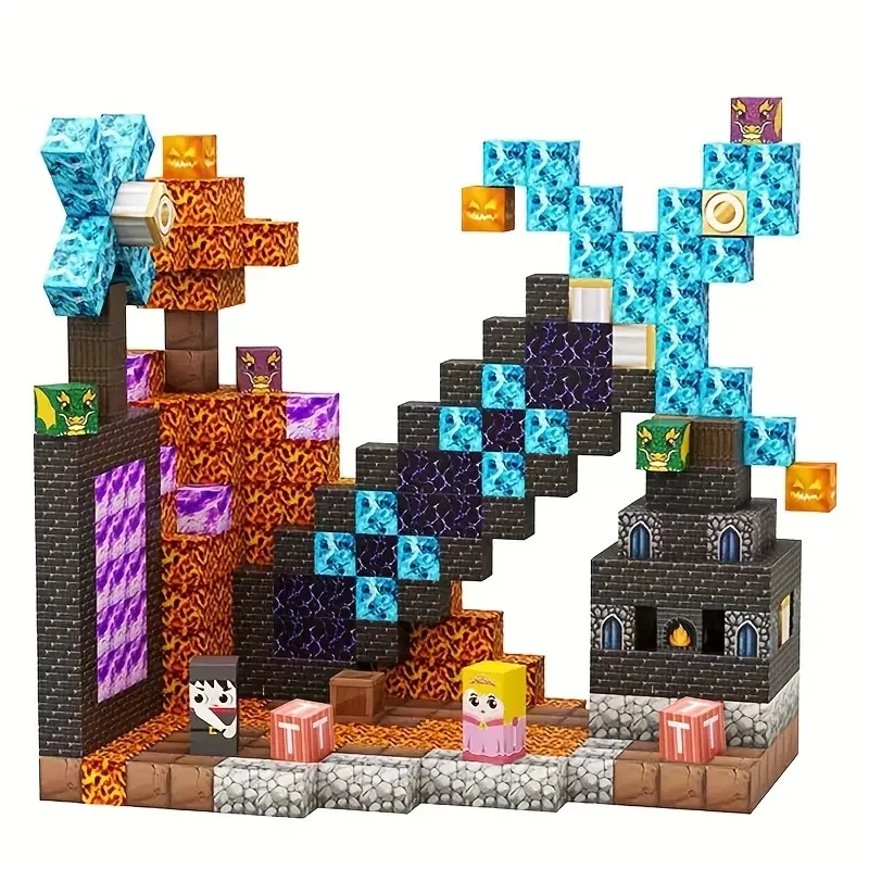 

Магнитный блок, набор магнитных кубиков для майнинга мира, развивающая сенсорная игрушка для детей, мальчиков и девочек в возрасте от 3 до 3 лет, сделай сам