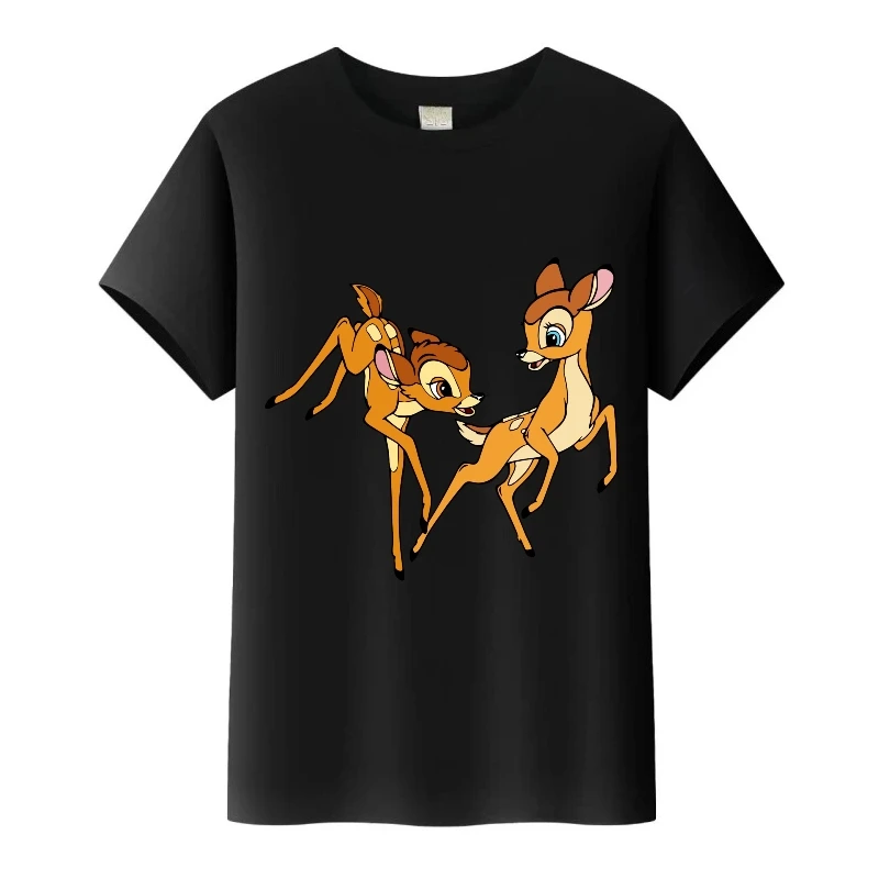 عادية ديزني بامبي الرسومات تي شيرت الفتيات بلايز النساء Harajuku قميص أبيض الصيف الأسرة الرجال بلوزة الأطفال قصيرة الأكمام تيز #3