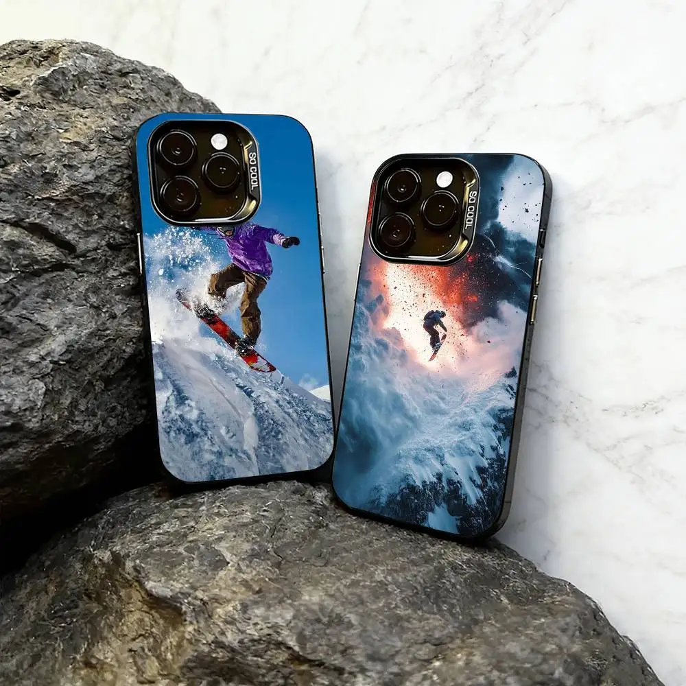 

skiing Phone Case For iPhone 17,16,15,14,13,12,11 Plus,Pro Max,XS,Colored Silver Plated Inside Cover