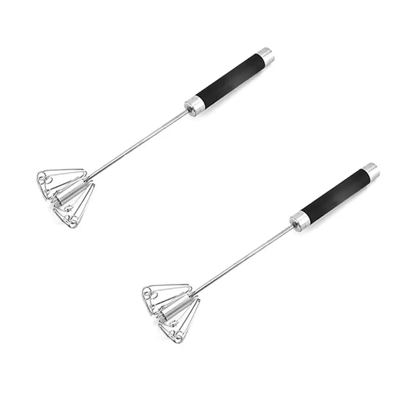 ABLL-Rotatable Stainless Steel Kitchen Mixer Manual Whisk Egg Beater Whipping Manual Cream Whisk Semi Automatic Eggbeater