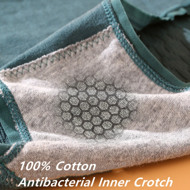 Xiaomi ชุดชั้นในสตรีผ้าคอตตอนแท้3ชิ้น/ล็อตกางเกงในไร้รอยต่อกางเกงในลูกไม้ขอบกลางเอวระบายอากาศกางเกงชั้นใน M-L หลากสี
