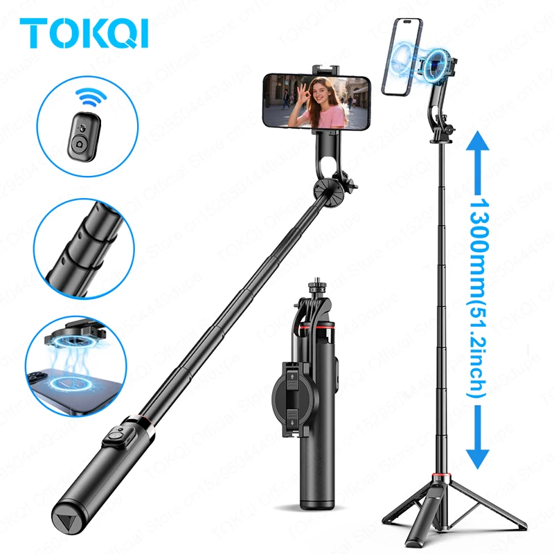 

C20 Magnetic Selfie Stick Tripod–Hidden Clamp,1/4" Thread,for iPhone Magsafe & Android Smartphone, Compatible with Action Camera