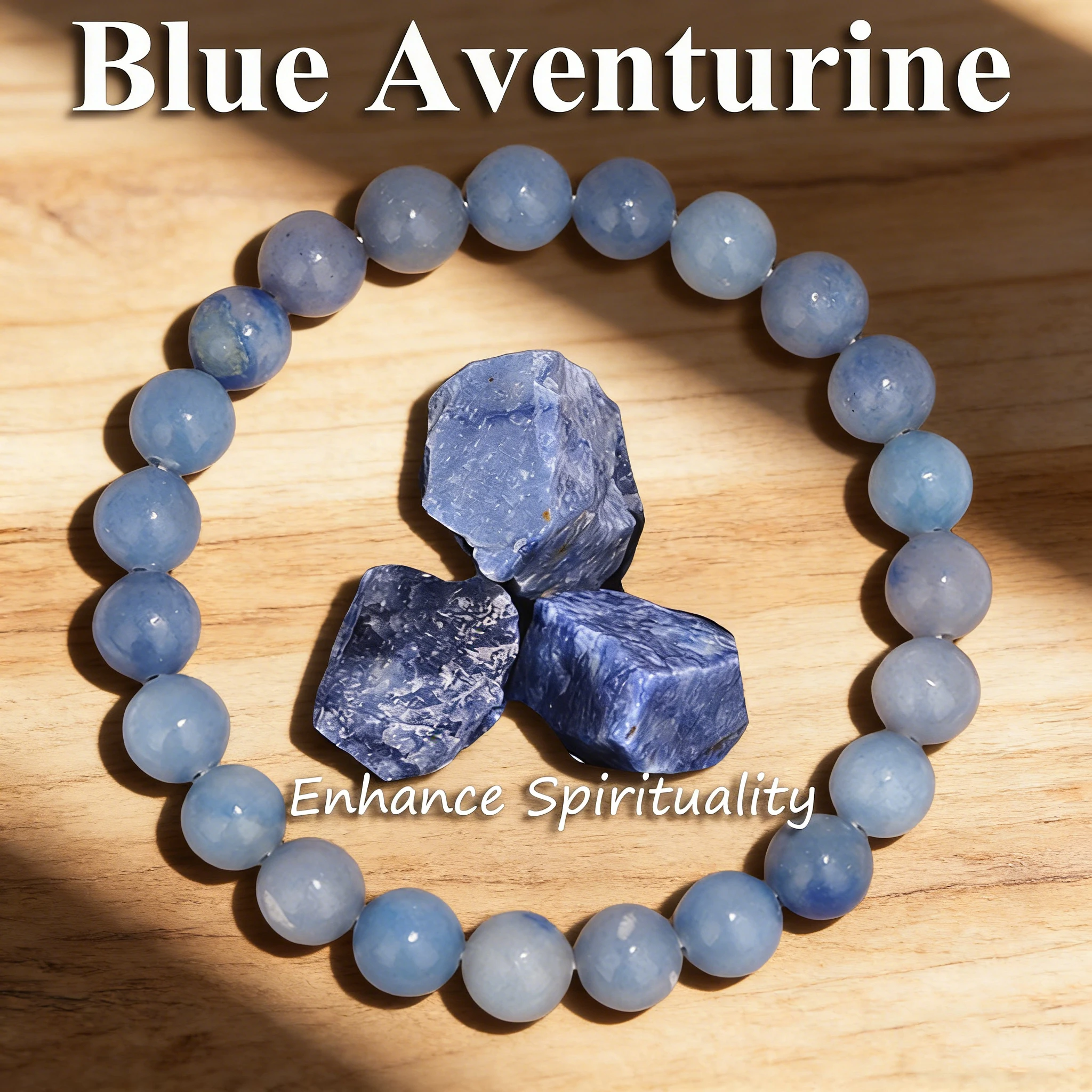 Bracelet en perles d'aventurine bleue 6 8 10 mm, pierre de guérison Reiki, charme vitalité, méditation, soulagement de l'anxiété et du stress, bijoux faits à la main
