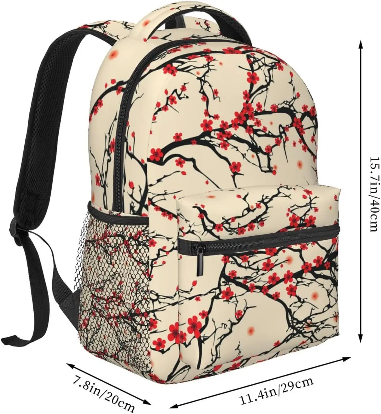 Japanese Cherry Blossom Pattern Stylish Casual Backpack Purse Laptop Backpacks Pockets Computer Daypack For Work Business Travel