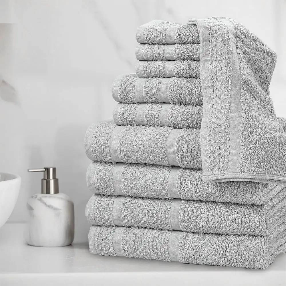 10 Piece Towel Set with Upgraded Softness Durability Grey Soft Absorbent and Fade Resistant with A Popcorn Textured