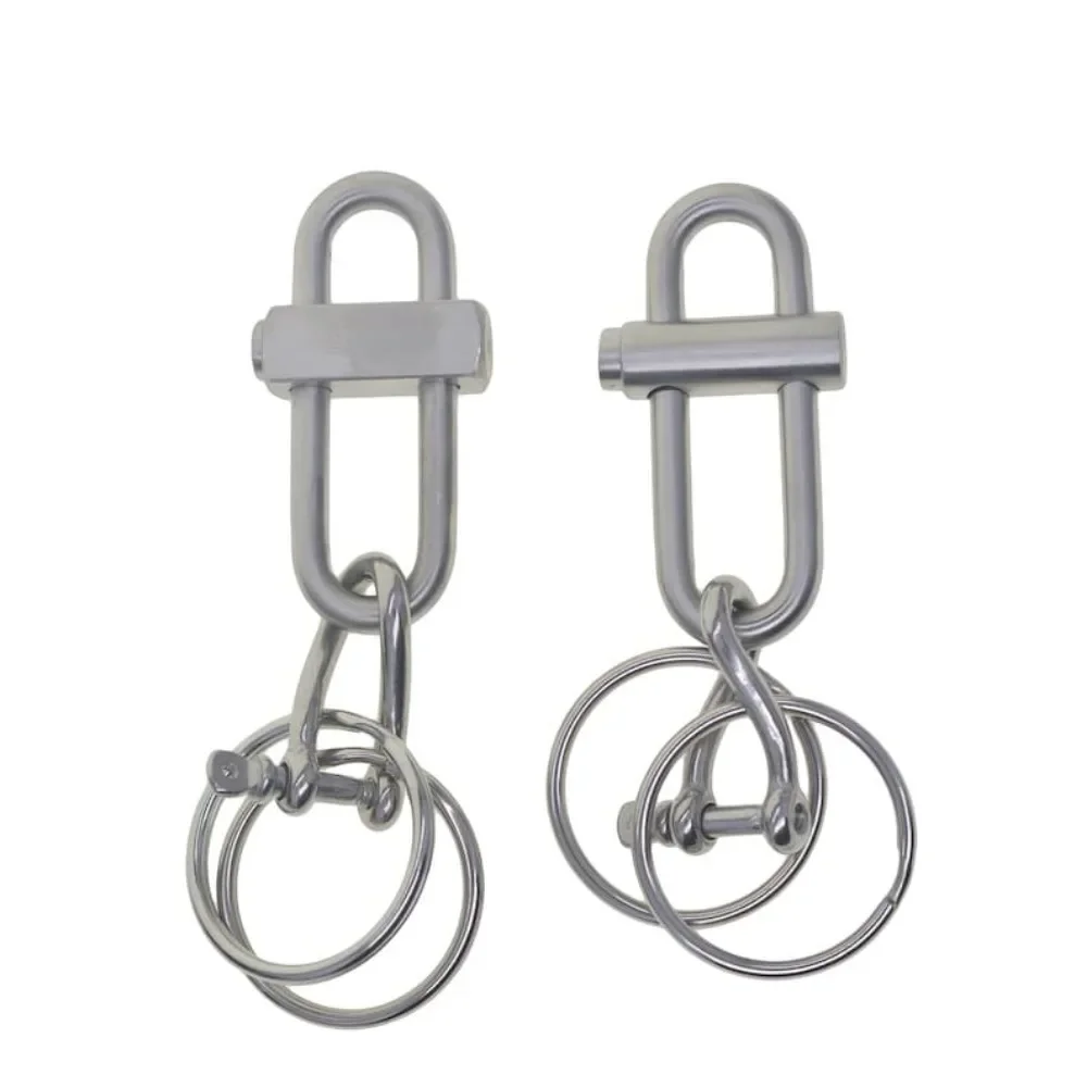 Chunky Matte Solid Stainless Steel Oval Click Slide Locking Snap Carabiner Twisted Shackle Link Keyring Keychain EDC FOB DIY