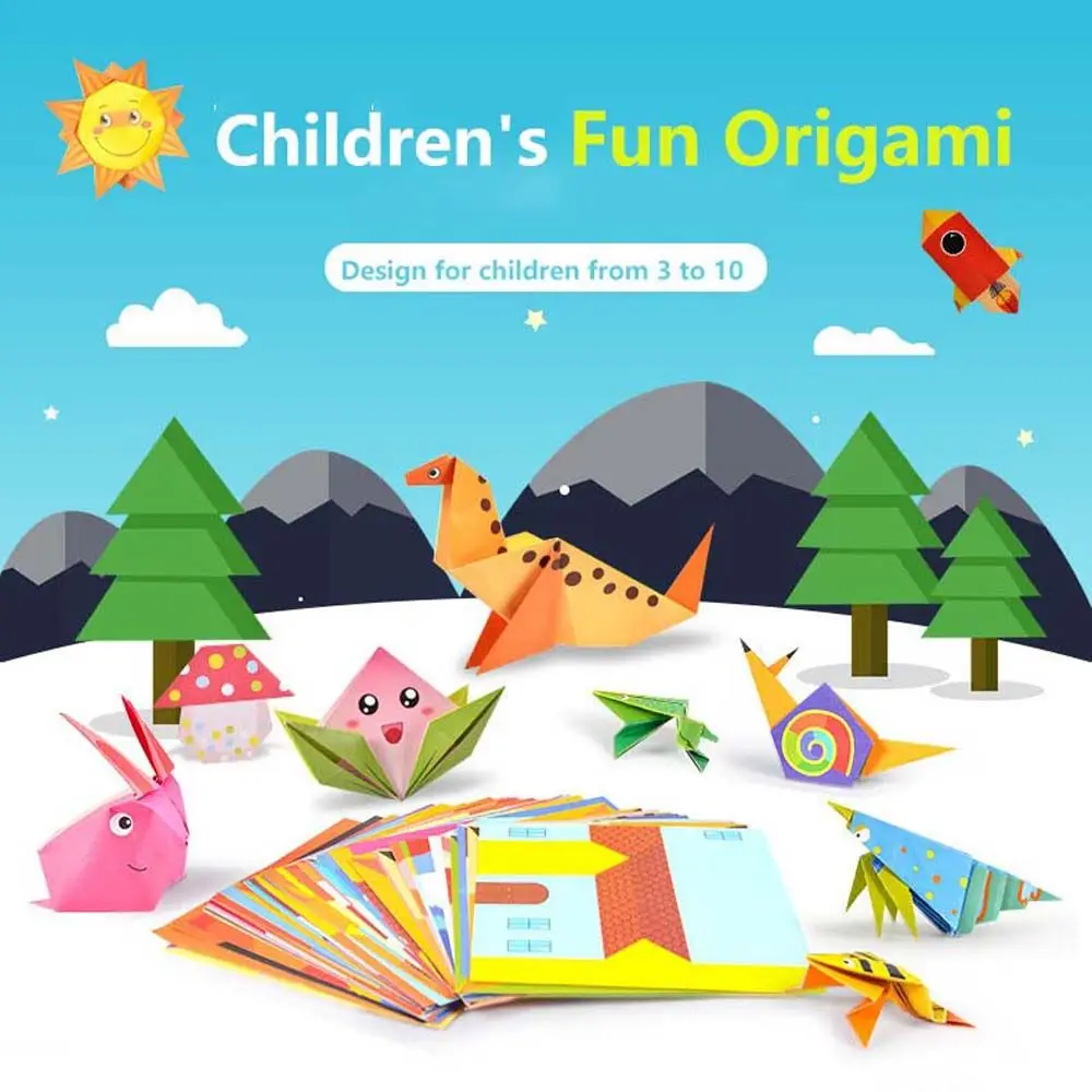 54Pages Home Cartoon For DIY Book Paper Art Early Learning Baby Kids Craft Toys Handmade Paper Origami Folding Paper