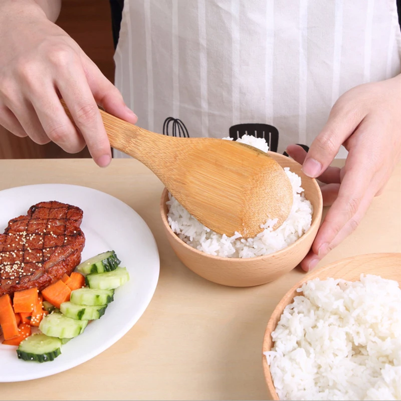 1pc Bamboo Spoon Wooden Kitchen Spoon Bamboo Rice Spoon Rice Shovel Large Soup Spoon Service Kitchenware Tableware Rice Spoon
