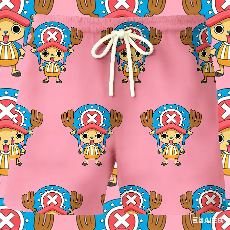 Pantalones cortos de surf de una pieza de Luffy para adultos y niños, pantalones cortos deportivos y de fitness con estampado transpirable de secado rápido de anime de verano