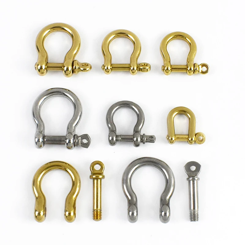 

2/5Pc 6/8/9/10mm D Ring Solid Brass Horseshoe Buckles Stainless Steel Bow Shackle Carabiner Rings Hook Wirerope Connector Buckle