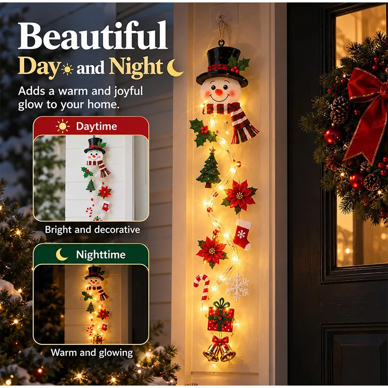 Weihnachtliche LED-Türdeko, Spiralförmige Rattan-Girlande, 6 Stile für Zuhause, Haustür, Feiertagsparty, Wanddekoration