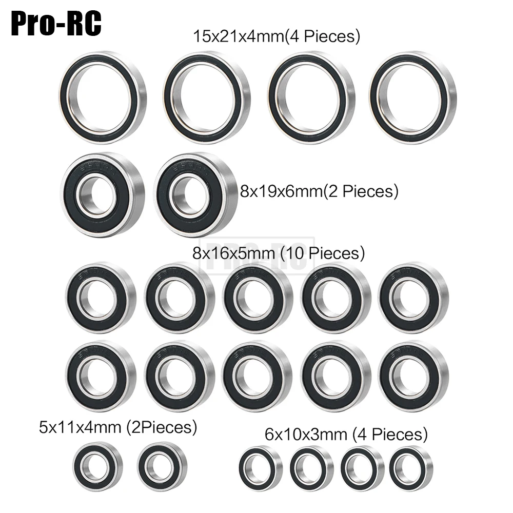 22 Stuks Kogellagers Kit Cr Staal voor Arrma 1/8 Kraton Outcast Notorious Typhon Talion Senton 1/7 Mojave Fireteam 6S RC Auto