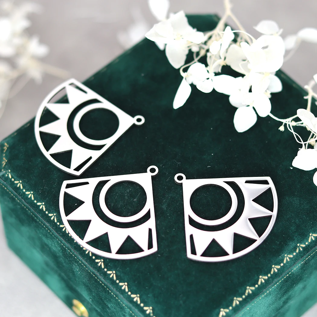 3 szt. W kształcie wachlarza słońce Charms kolczyk ze stali nierdzewnej wisiorek dla majsterkowiczów ręcznie robiona biżuteria bransoletka Anklet ustalenia naszyjnik Making — zdjęcie 5