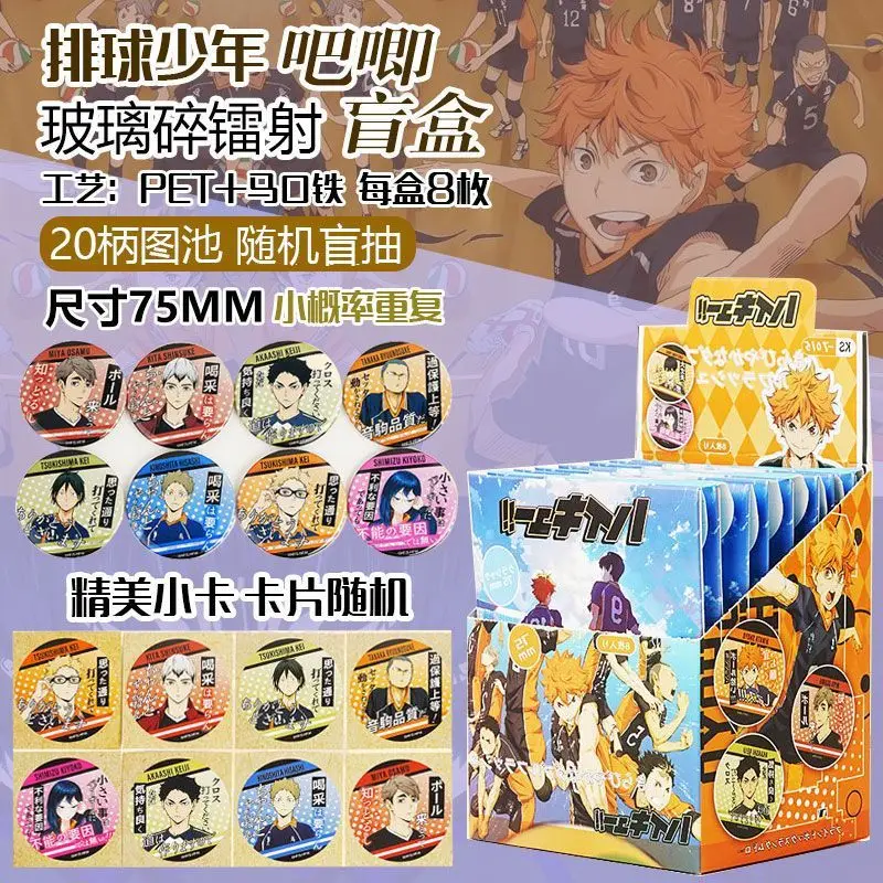 

Doujin Haikyuu!! Blind Box Glass Shard Holographic Badge Pin Peripheral Blind Draw 75mm Tinplate Grain