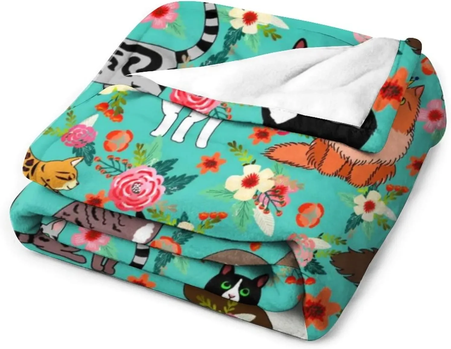 Cute Cats Print Blanket Flannel Blanket Bed Sofa Travel Camping Super Soft Cozy Plush Blanket Dogs Print Throw All Seasons