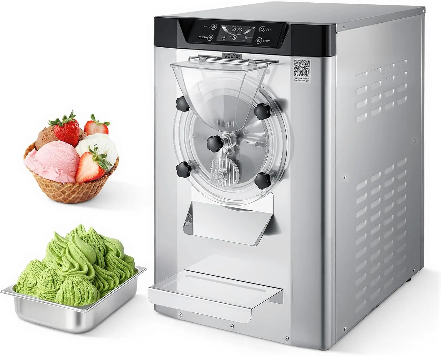 

Commercial Hard Ice Cream Machine, 2000W 3.17-5.28 Gal/Hour, Countertop Gelato Hard Serve Ice Cream Maker with 6L 304 Stainless