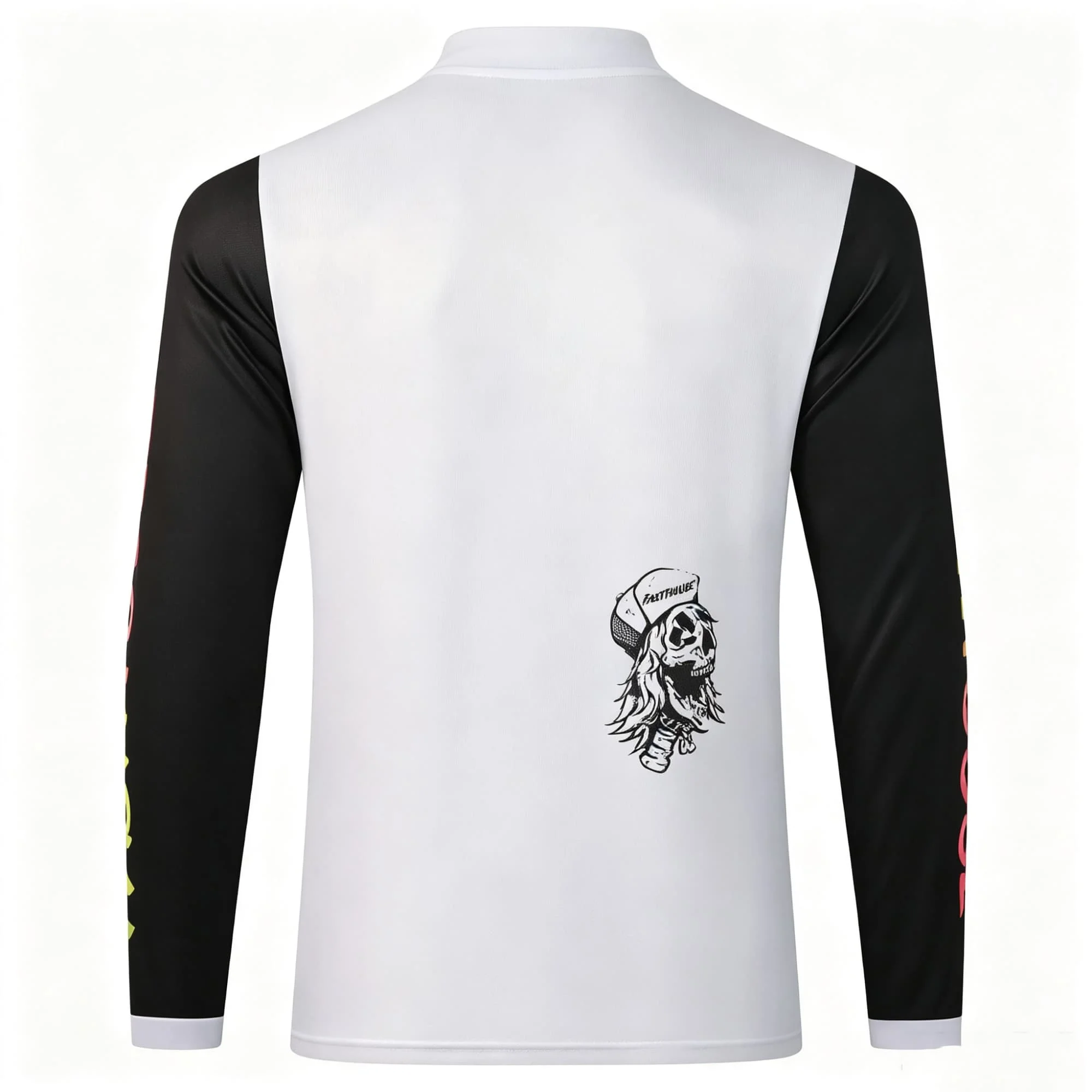 Men Retro Skull Graphic Motocross Long Sleeve Jersey, Breathable Color‑Block Off‑Road Racing Sport Shirt view 3