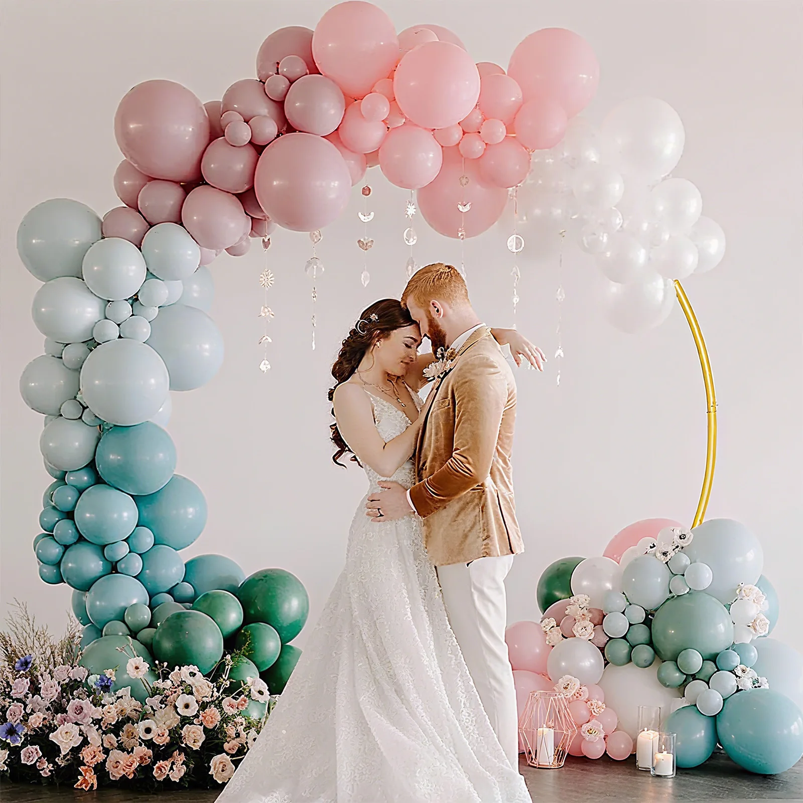 Support d'arche de ballons de 2,2 m, support circulaire en métal, arche de mariage ronde dorée, cadre DIY pour fleurs, pour cérémonie et fête d'anniversaire