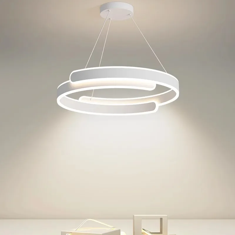 

Simple Modern Living Room Pendant Light Creamy Style High-end Atmospheric Bedroom Light LED Nordic Study Circular Ring Lamp