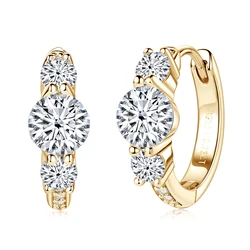 IOGOU Original 1.46cttw 3 Stones Moissanite Diamond Earrings 925 Sterling Silver Small Hoops Sparking Jewelry Gifts For Women