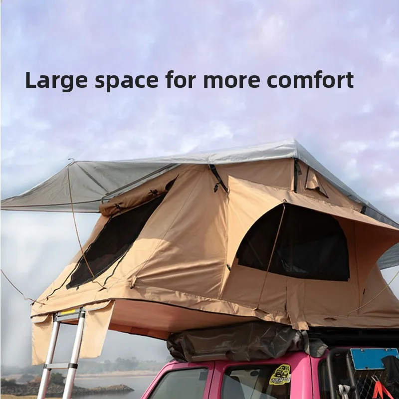 4-Person Fully Automatic Rooftop Tent Soft Car Roof Rainproof Cold-Proof Outdoor Camping Equipment Aluminum Oxford Waterproof