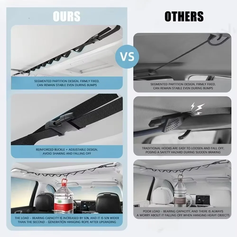 Car Clothesline Car Multi-Functional Hanging Rack for Rear Seats,Storage and Fixing Hooks,Car Interior Accessories,Car Organizer image 2