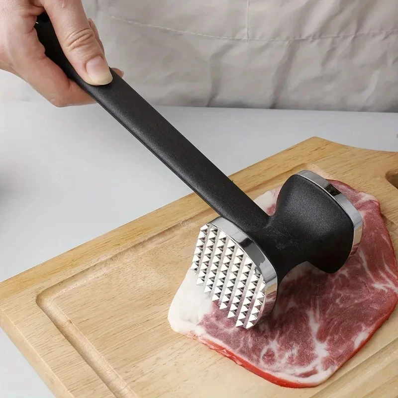 Rubber Grip Stainless Steel Meat Tenderizing Hammer Heavy Duty Effortless Pounding Household Kitchen Accessory