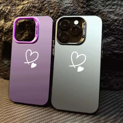 Sketch Love Heart Pattern Phone Case For Samsung Galaxy S25 S24 S23 S22 S21 S20 Ultra Plus FE A25 A35 A55 5G Silver Hard Cover