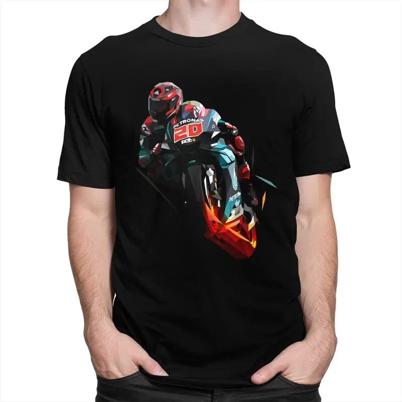 Custom Fabio Quartararo Tshirts for Men Short Sleeves Printed T Shirt Cool Motorcycle Rider Racing T-shirt Fitted Cotton Tee