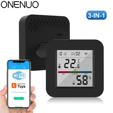 Tuya Smart Universal IR Remote With Temperature Humidity Sensor for Air Conditioner TV AC Works with Alexa Google Home Yandex