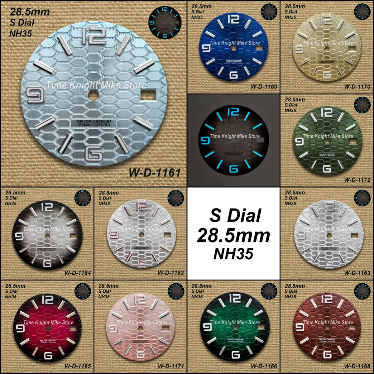 28.5mm New Style S Diving Dial For NH35 Japan Movement Ice Blue Luminous High-Quality Watch Modification Accessories