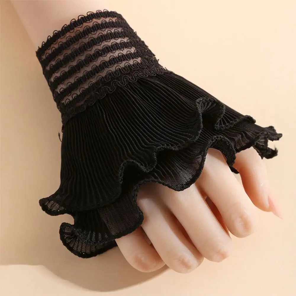 

New Multilayer Ruffle Fake Cuff Detachable White Black Wrist Cuff Lace Cuff