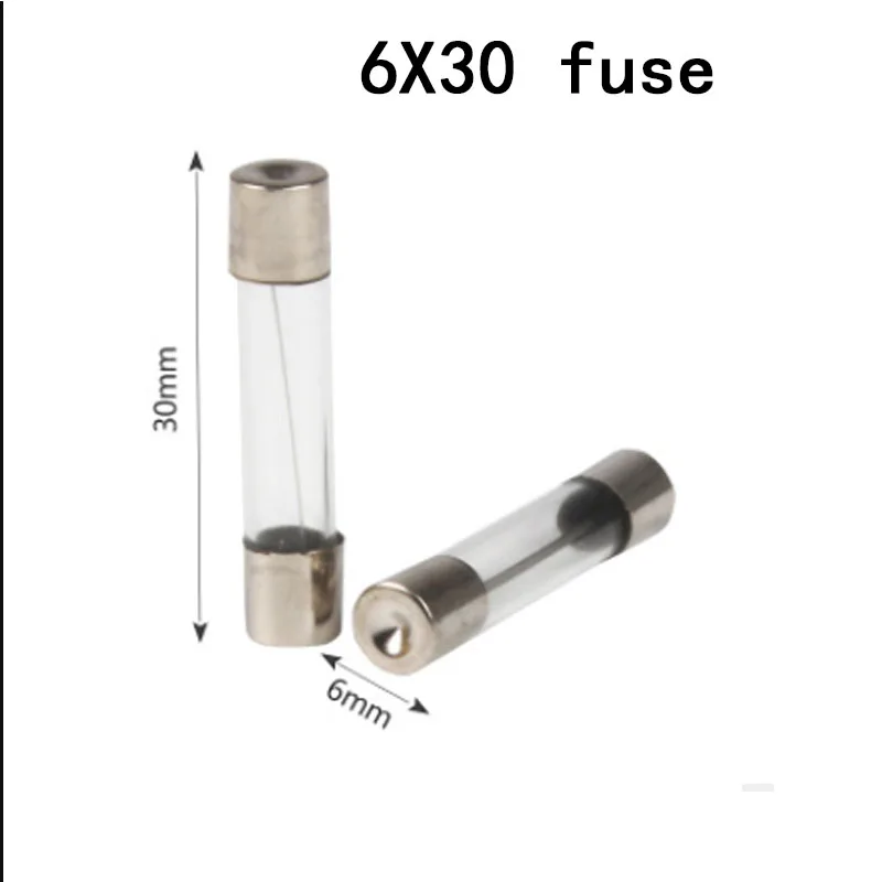 5 pces dia5 x l20mm/dia6 x l30mm segurança de vidro tube250v 0.1a 3030a o multímetro funde tubo de seguro automático