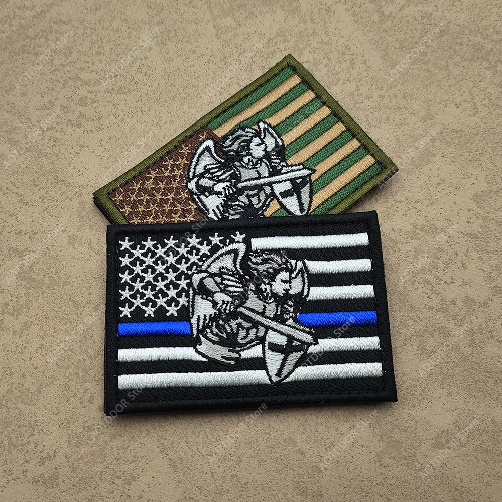 Saint Michael Protect Us Angel Protect American Tactical Morale Mark Magical Sticker Hook and Loop Military Patches for Clothing