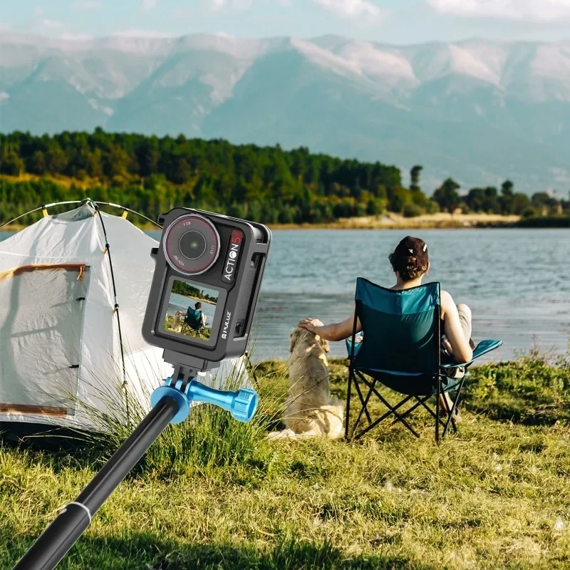 

Aluminum Alloy Cage for DJI Osmo Action 5 Pro Metal Cage Expansion Adapter Frame with Cold Shoe Sport Camera Accessories