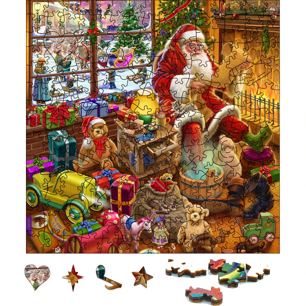 Puzzle 3D Santa's Troubles Wooden Jigsaw Party Games Toys For Christmas Wood Puzzles Board Game Wood Toys For Children