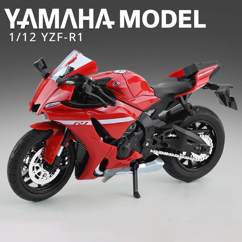 1:12 Yamaha YZF-R1 합금 다이캐스트 오토바이 모델 차량 컬렉션, 소리 및 조명, 오프로드 오토사이클 어린이 장난감 자동차 선물