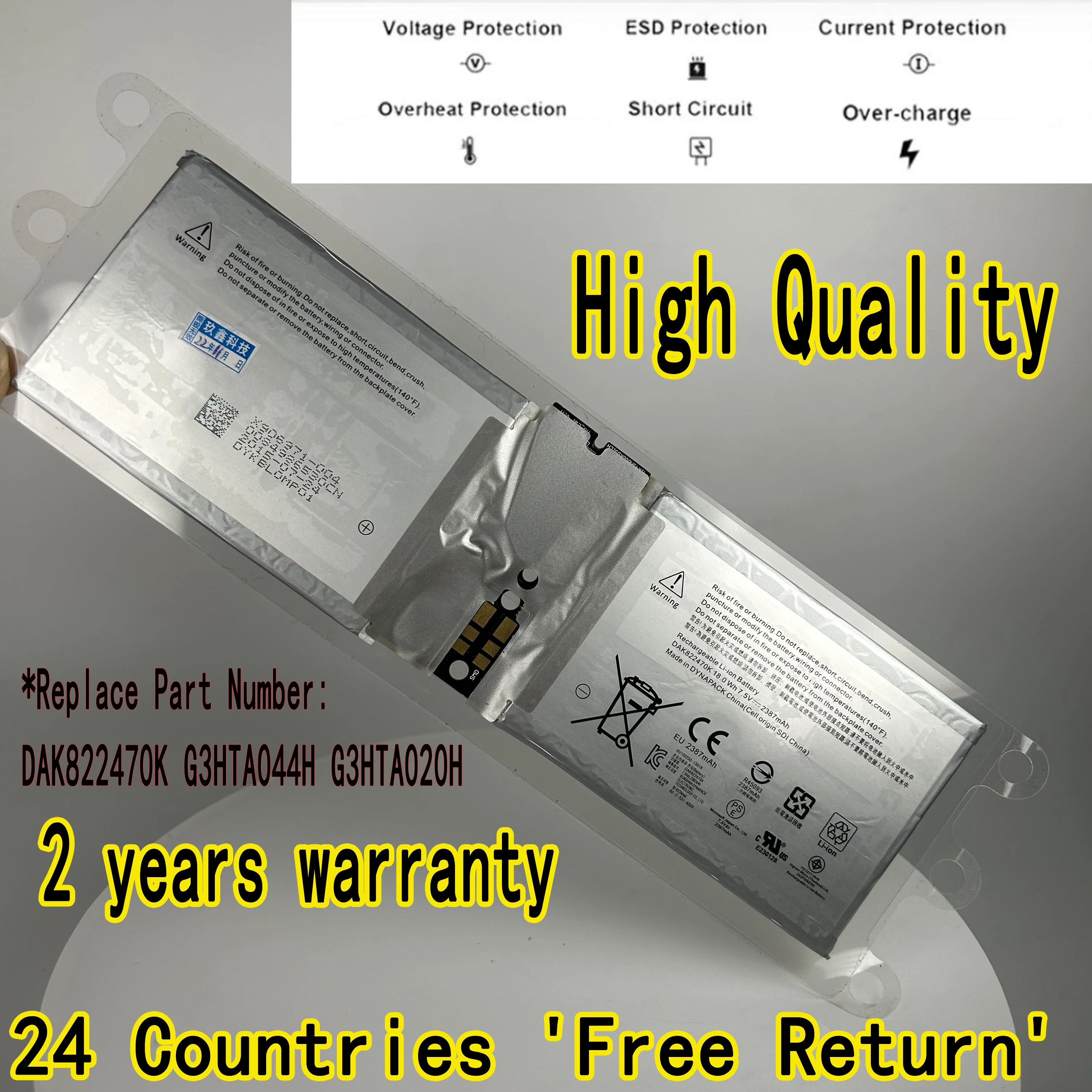 High quality DAK822470K Battery For Microsoft Surface Book 1 1703 1704 1705 Book 2 1832 Screen Tablet CR7 HTA044H G3HTA020H