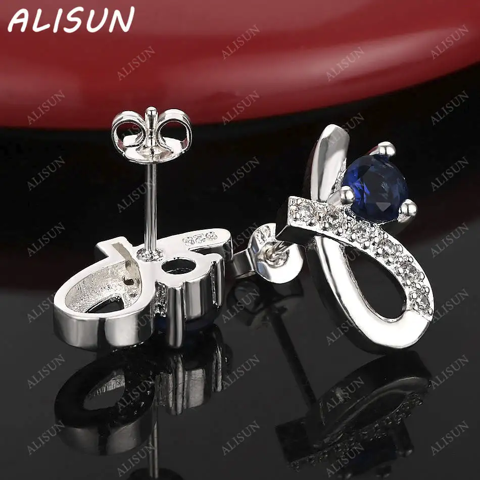 

ALISUN 925 Sterling Silver Blue Zircons Earrings Stud Earrings For Women Charm Trend Birthday Gifts Fashion Party Fine Jewelry