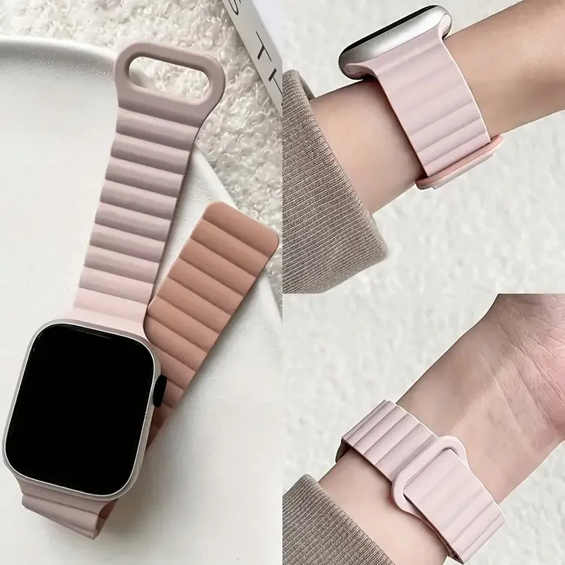 For Apple Watch Ultra 2 49mm 45mm 44mm 40mm 41mm 42 46mm Silicone Bracelet Magnetic Loop Band For Series 10 9 8 7 6 SE 5 4 Strap