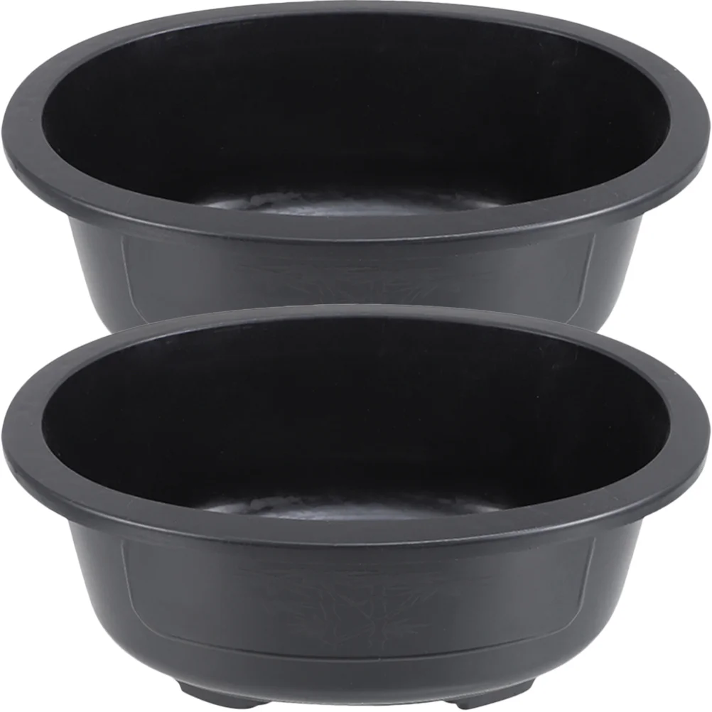 

2 Pcs Flowerpot Bonsai Planter Plastic Planting Home Square Planters Tree Household Large Office Black