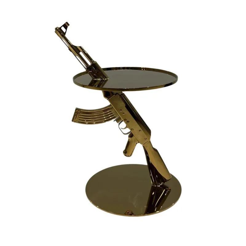 

Light luxury creative modeling side table designer living room art stainless steel sofa side table movable small coffee table