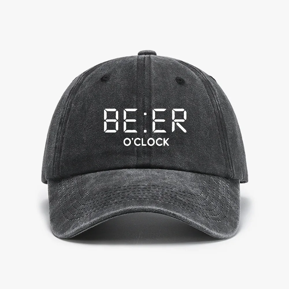

BEER OCLOCK Baseball Cap Sun Distressed Washed Hip Hop Hats fashion men Women Casual adjustable hat