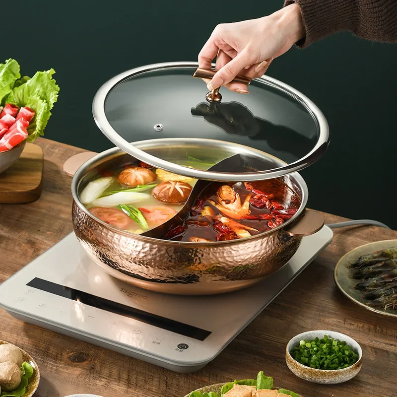 

Stainless steel mandarin duck hotpot, induction cooker gas stove universal, chafing dish