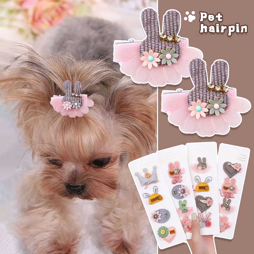 Pet Dog Hairpin Dog Hair Clips Pink Style Princess Barrette Cartoon Grooming Dog Girls Gifts Birthday Party Pet Hair Accessories