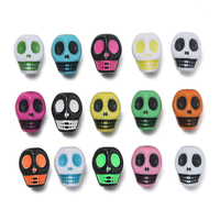 100pcs Colorful Skull Shape Beads Acrylic Spacer Loose Bead for Halloween Earrings Bracelet Necklace DIY Jewelry Making Supplies