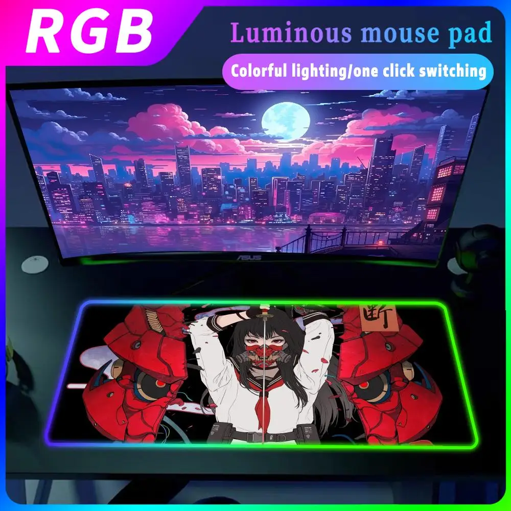 

Devil Mask Mouse Pad RGB Desk Accessory Red Keyboard Desk pad Large Anime Mousepad Gamer Table Office Carpets Computer gamer Mat