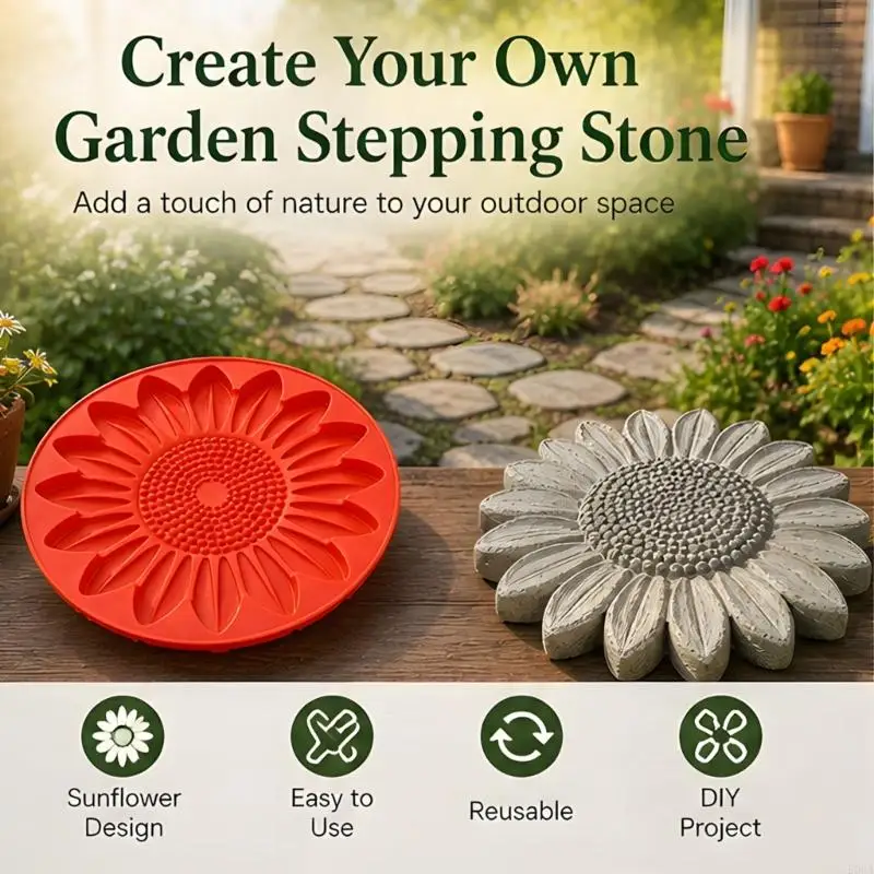 Concrete Cast Garden Paving Form with Hard Plastic Build for Walk Sections, Open-Air Use and Border Trim Layouts