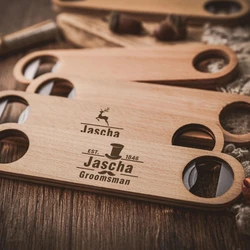 Custom Laser Engrave LOGO Stainless Steel Wooden Bottle Opener Personalize Name Wood Beer Starter Gift Bartender's Tool Set